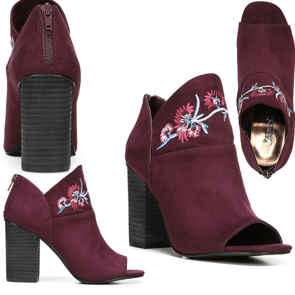 Carlos Santana Talana Peep Toe Booties ZS 7M BURG.
